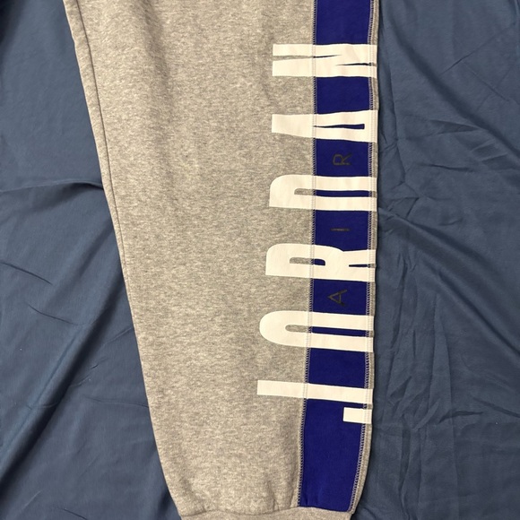 Nike Jordan men's fleece sweatpants in grey and blue "JORDAN" graphic logo XL - Picture 3 of 9